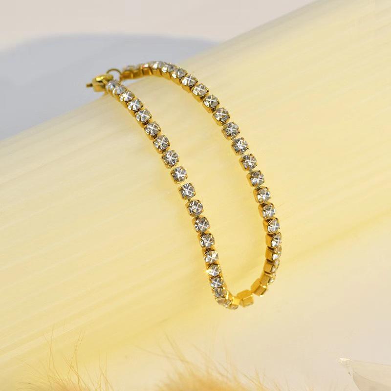 Elegant Titanium Steel Diamond Bracelet - High-End European & American Style