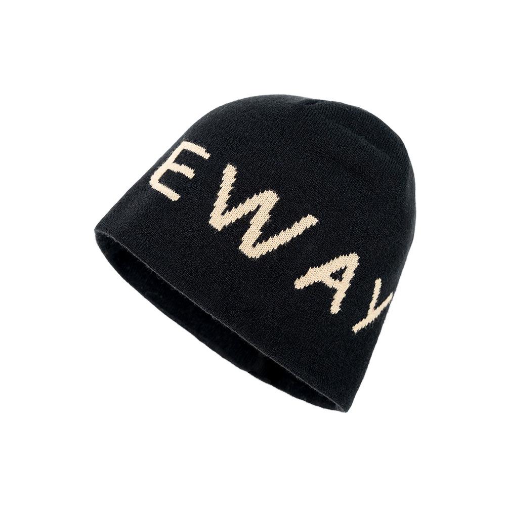 Autumn and winter hats, fashionable letter stacking hats, outdoor versatile thermal bald hats, men s and women s same cold hats, wool hats, women s чёрный