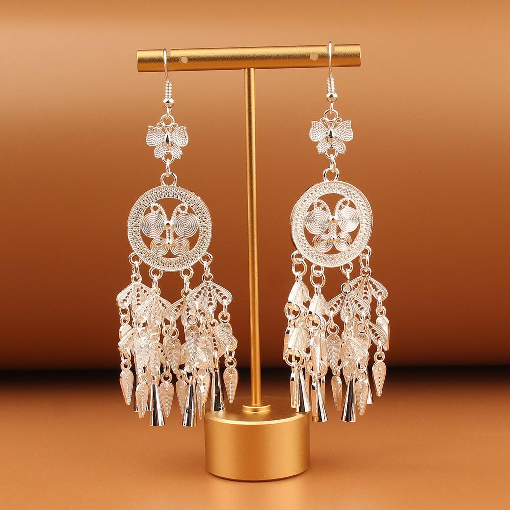 Turquoise Earrings Bohemian Drop Ear Earrings with Tassels, Geometric Alloy, Retro Style, Boastful Ear Accessories