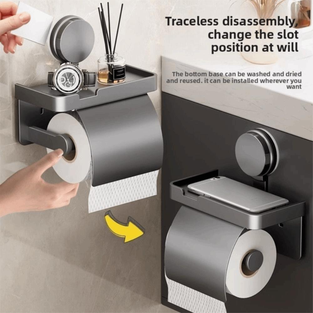 No Drilling Toilet Roll Paper Rack Suction Cup Tissue Stand  Bathroom Kitchen