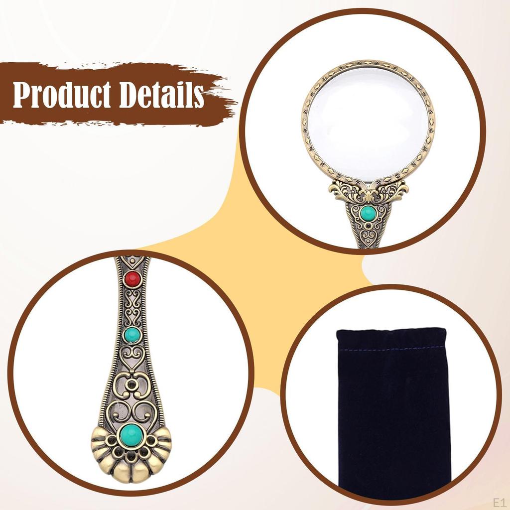 3x Retro Glass Book Reading Aid Fine Pattern Magnifier Identification Tool for Science Class