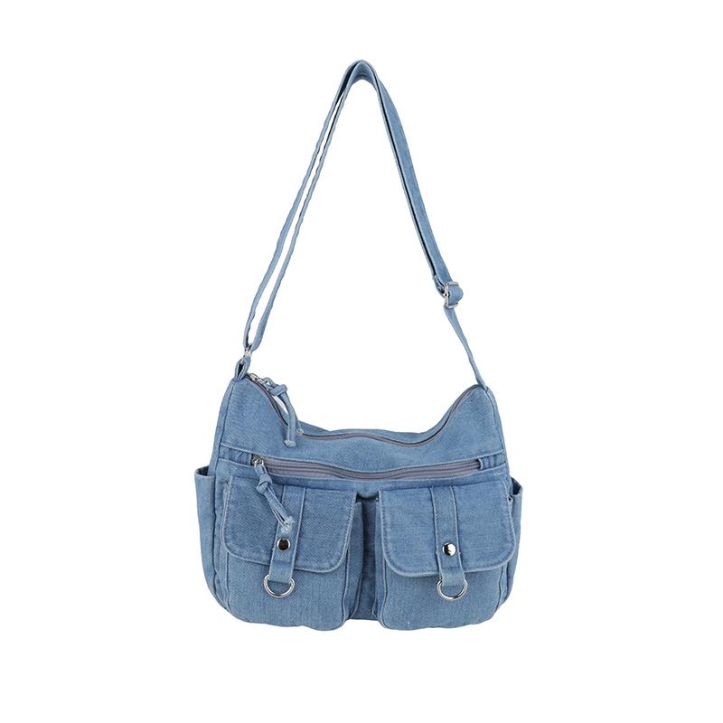 

Vintage Shoulder Bag Denim Bag Women s Multi-Pocket Underarm Bag