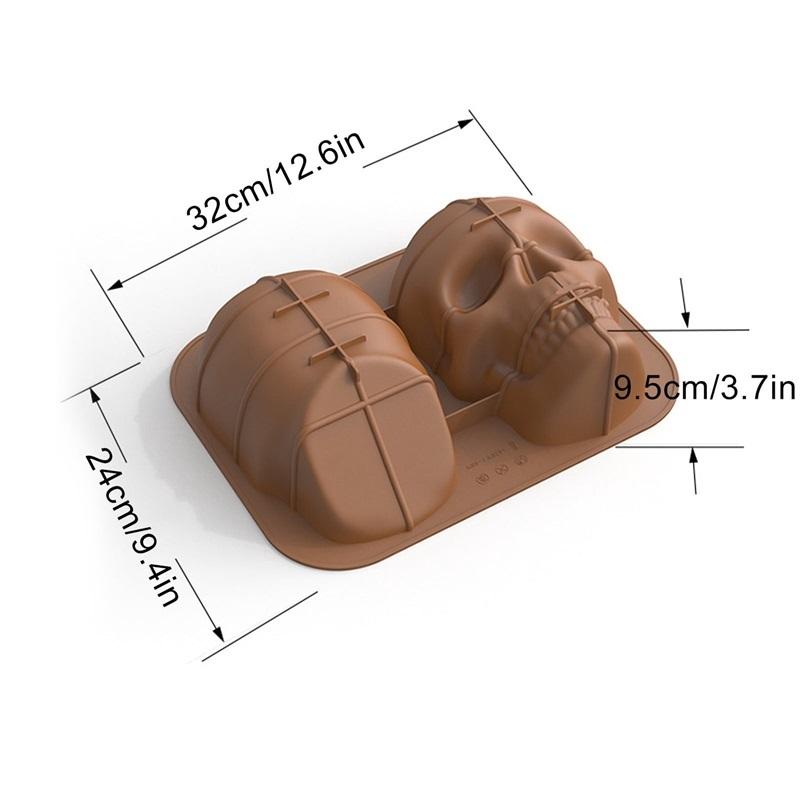 Velká forma na dort lebka 12,6 palce, Silikonová forma lebka pro halloweenské pečení, 3D detailní forma na pečení dortu lebka pro narozeninovou oslavu