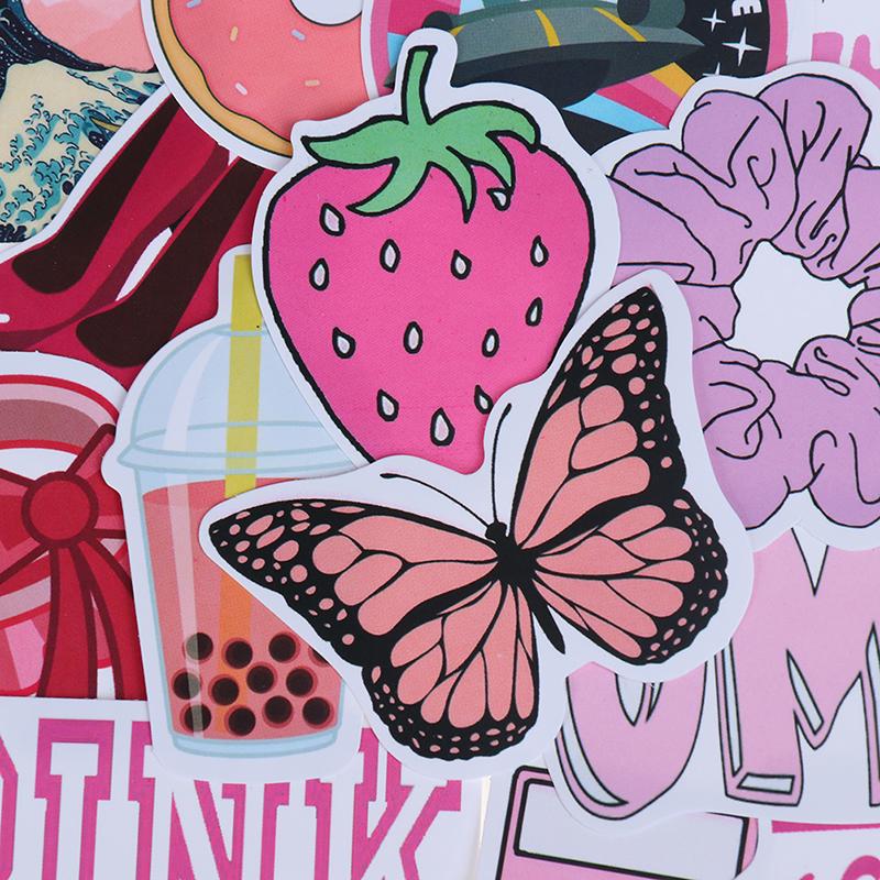 50 ცალი მულტფილმი ვარდისფერი გოგონების სტიკერები წვრილმანი ჩემოდანი ლეპტოპ გიტარა ველოსიპედის მანქანის ტრიალებს