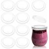 Hoolerry 10 Pcs Yogurt Jar Lids Set 2.64 Inch Clear Plastic Food Storage Replacement Lids Covers Compatible with Oui Yogurt Jars for Coffee Cookie