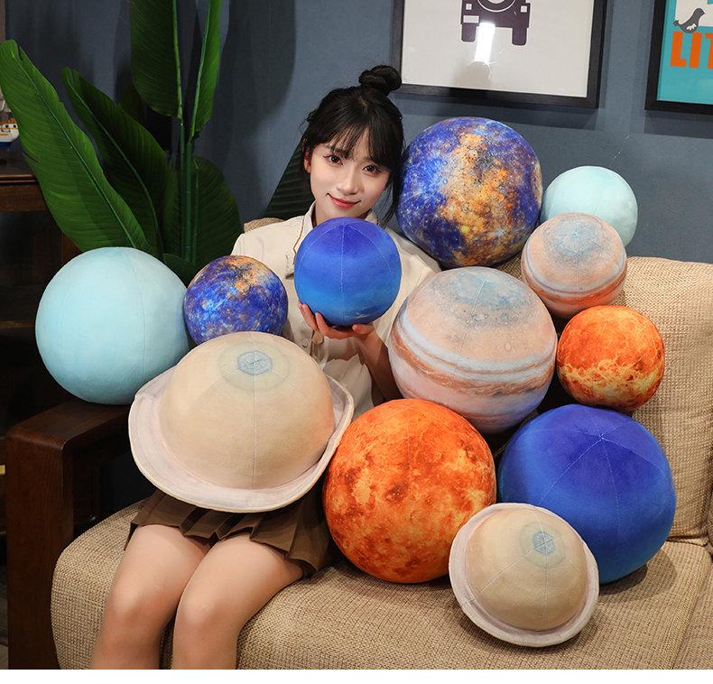 Round Earth & Planet Plush Toy Set - Children's Cognitive Pillow and Ornament