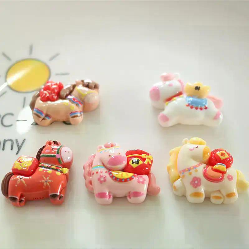 10Pcs Cartoon Cute Pony Resin Charms Fun Zodiac Horse Ornaments DIY Phone Case Refrigerator Magnet Hair Clip Accessories