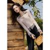 MiXiu Women's Plaid Stitching Fake Two-Piece Top