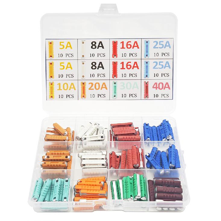 120pcs Torpedo Shaped Fuses Set 5A 8A 10A 16A 20A 25A 30A 40A for Protect Automotive Circuits for Old Style Classic Cars Relays 5