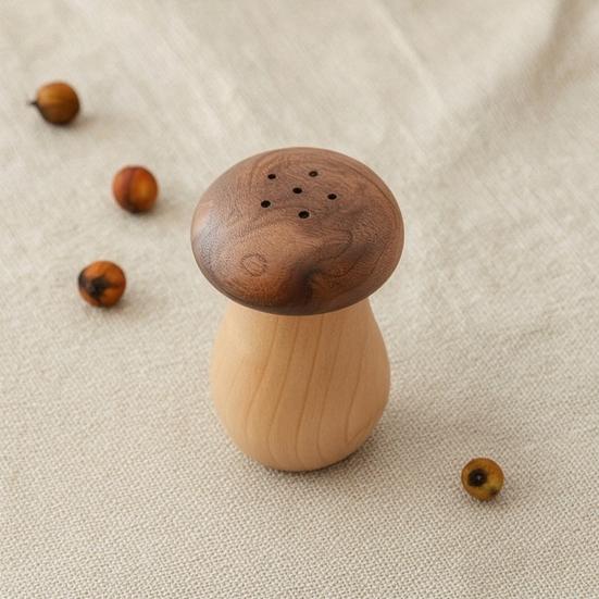Retro Wooden Mushroom Toothpick Box, Dust-proof Toothpick Holder Dispenser, Toothpick Storage Container for Kitchen Countertop Decoration
