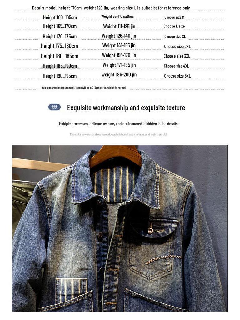 Men's Retro Dark Denim Jacket: Trendy European & American Street Style 