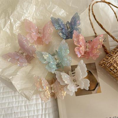 "Colorful Butterfly Shark Double-Layer Hairpin: High-Quality Textured Hair Accessory for Women"