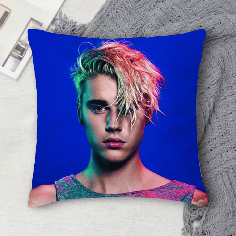 Federa Decorativa Quadrata Stampata Double Face di Justin Bieber per Divano Soggiorno Arredamento Casa