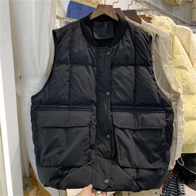 Plus Size 150kg Down Cotton Vest Men's Autumn and Winter Japanese Retro Outer with Loose Sleeveless Jacket Trendy Brand