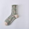5 Pairs Flower Design Retro Cotton Socks Cotton Material Medium Length Sock  Spring Summer