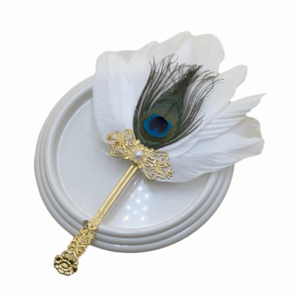Peacock Feathers Feather Hand Fan Vintage Antique Decorative Craft Fan Handmade High-Quality Dance Fan Dance Performances
