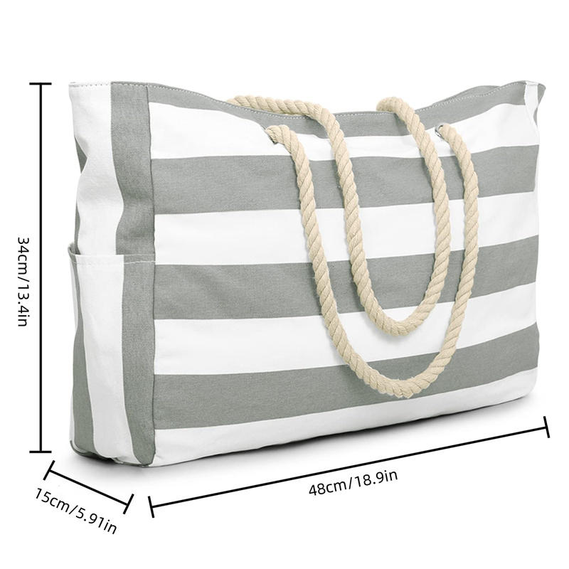 1PC Beach Bags For Women Large Canvas Beach Tote Bag Zipper Beach Bags Sandproof Swim Pool Bag Large Tote