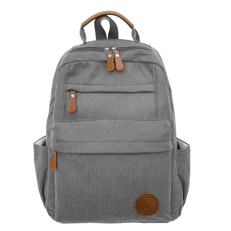 

Однотонный вельветовый рюкзак в стиле ретро для школьников, школьная сумка серый