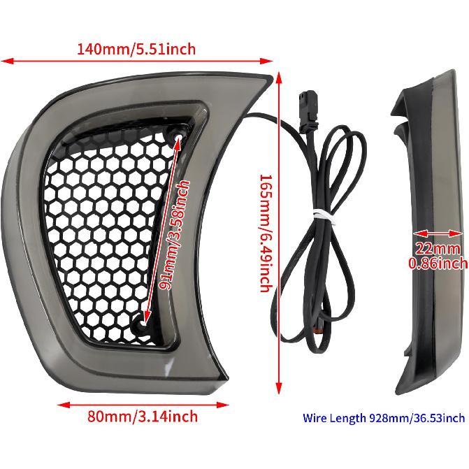 HDBUBALUS Motorcycle Headlight Vent Accent Turn Signal LED Indicator Side Lights For Harley Road Glide FLTRX 2015-2023 (Smoke Lens)