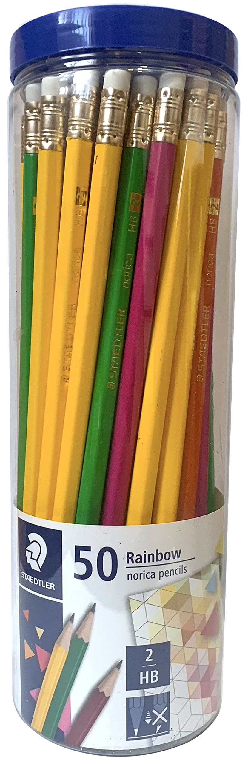 

STAEDTLER HB Writing Set of Rainbow Norica Hexagonal Eraser Included Pencils, 50, Pencils, Shaft, [Used]