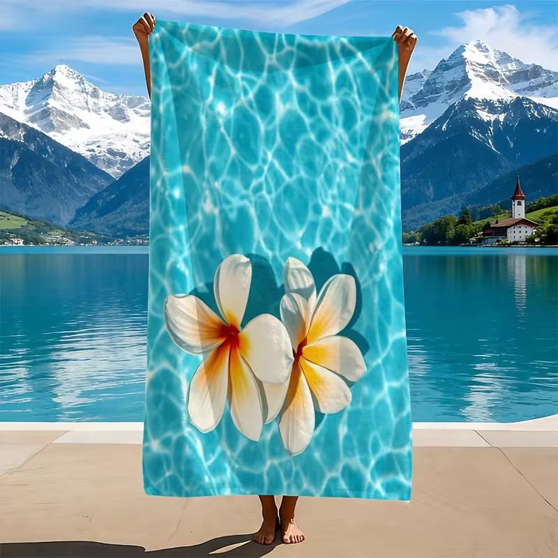 Retro Beach Flip Flop Print Beach Towel Ocean Wave Sand Summer Design Quick Dry Soft Absorbent Towel for Summer Pool Use