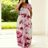 Women Loose Round Neck Short Sleeve Gown Plus Size Stylish Outfit Ideal For Summer Outdoor Activities