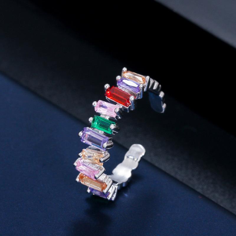 Ki0104 Boucles d'oreilles Couleur Douce Anneau Zircon Semi-circulaire en C, Boucles d'oreilles Bague pour Femmes