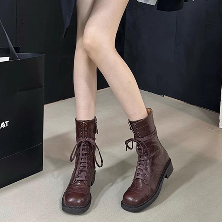 Retro Martin boots children's 2025 autumn and winter new women's boots thick-soled short boots niche design sense lace-up short boots women
