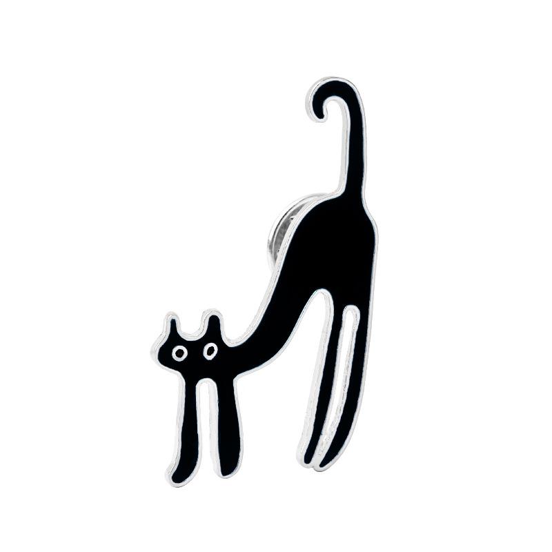 Cartoon Tier Broschen Schwarz Weiß Paar Katze Fischgräte Emaille Pins Kleidung Kragen Revers Pin Tasche Metall Abzeichen Schmuck Für Liebhaber