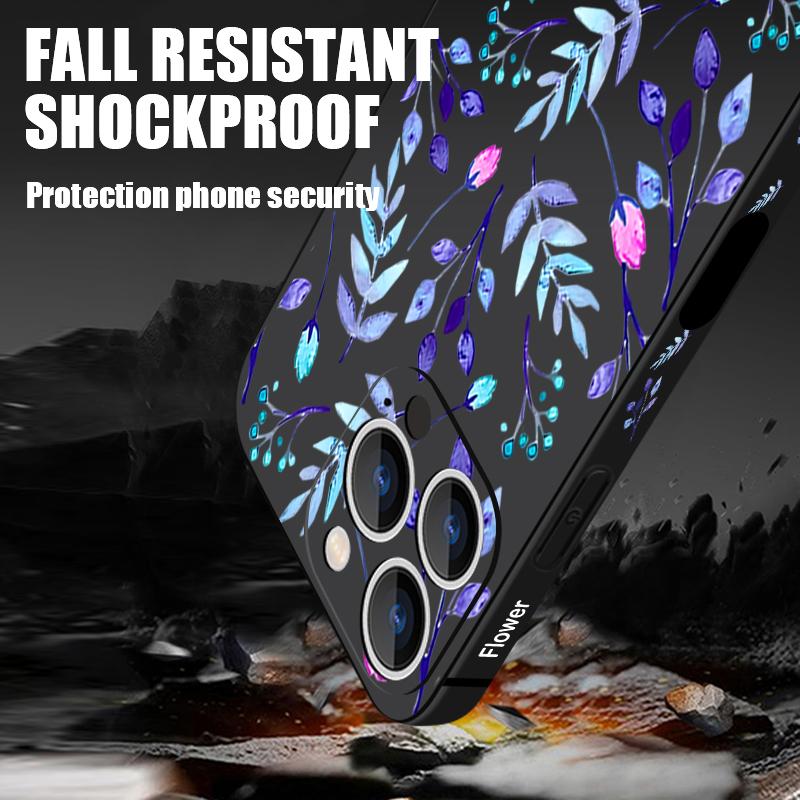 Colorful Leaves Case For iPhone 17 Pro Case for iPhone 17 16 15 14 13 17 Pro Max 16e 15 16 Plus Shockproof TPU Silicone Lanyard Phone Cover