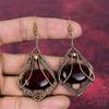 Red Fire Labradorite Gemstone Earrings Copper Wire Wrapped Jewelry Dangle Earring