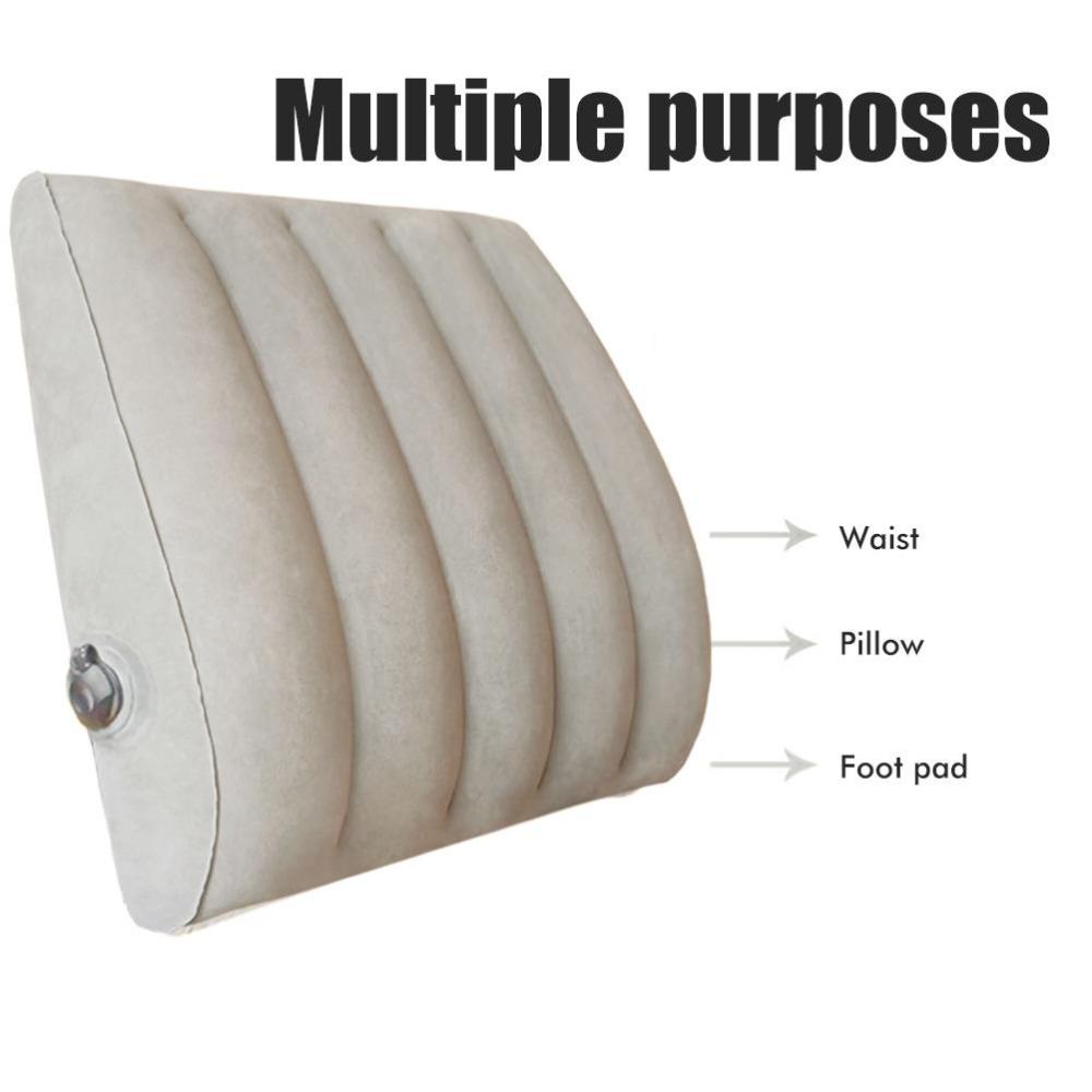 PVC Flocking Inflatable Lumbar Support Pillow Lightweight Adjustable Chair Back Pillow  Travel Use