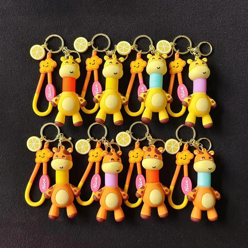 Creative Stretchable Giraffe Car Keychain Adorable Silicone Bag Accessory