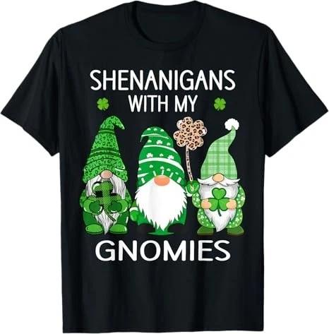 St Patricks Day Lucky Shamrock Leopard Gnomes Irish T-Shirt 2XL