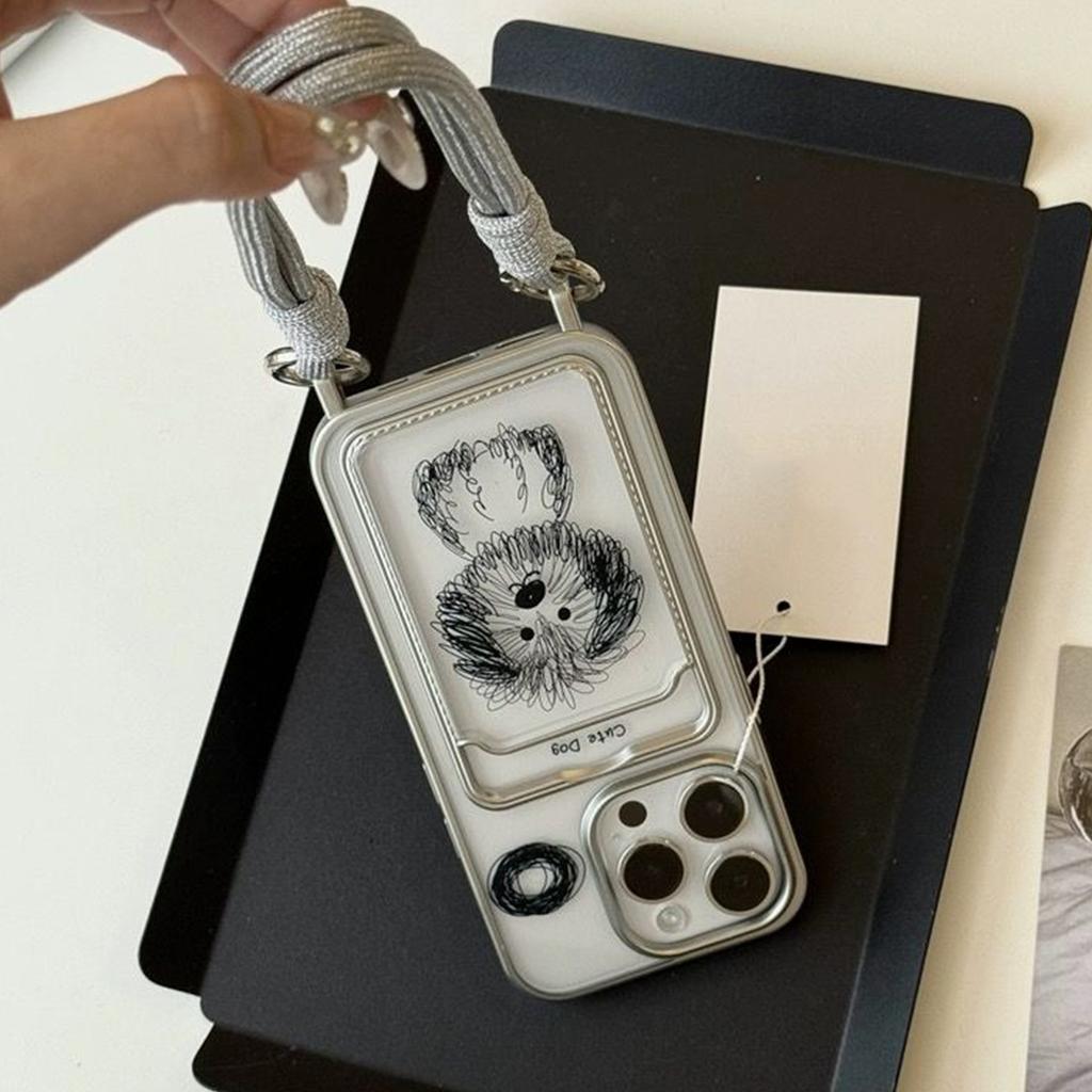 Elektropläterad Nyckelband Kortficka Linjeexplosion Hund Frostat Hårt Skal Trendigt Märke Anti-skal Fallskydd High-end Ny Stil Frostat Genomskinligt