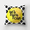 Simple Yellow Black Geometric Cushion Cover For Sofa Wave Line Square Pillow Case Letter Pillowslip Household Home Decor