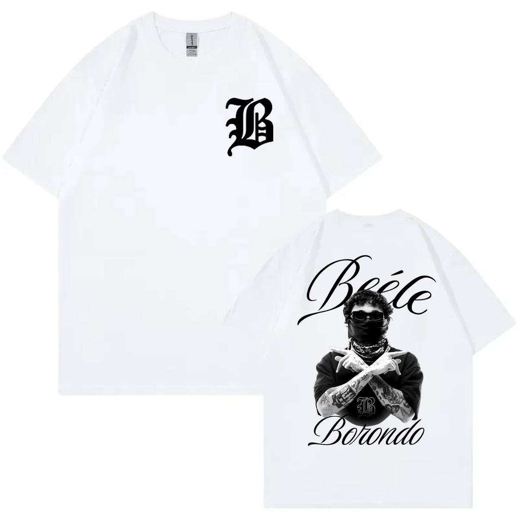 T-shirts Graphiques Double Face Rapper Beele Unisexes Hip Hop Vintage Manches Courtes Mode d'Été Décontractés T-shirts en Coton