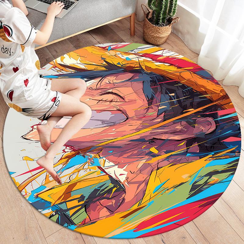 One Piece Monkey D Luffy Round Area Rug Carpet Rug For Living Room Bedroom Sofa Playroom Decor Nonslip Floor Mat