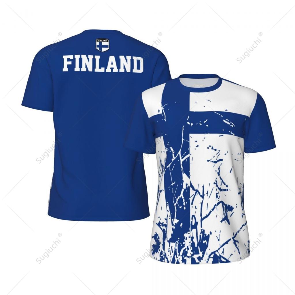 Exclusive Design Finland Flag Grain 3D Printed Men For Running Bike Soccer Tennis Fitness Sports Tshirt Mesh Fans Short T-shirt