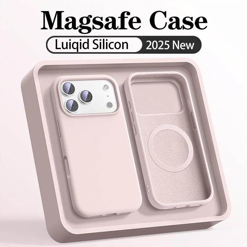 Official Original Liquid Silicone Magnetic Phone Case For iPhone 17 Air 16 15 14 Plus 13 12 Pro Max 17Pro For Magsafe Soft Cover