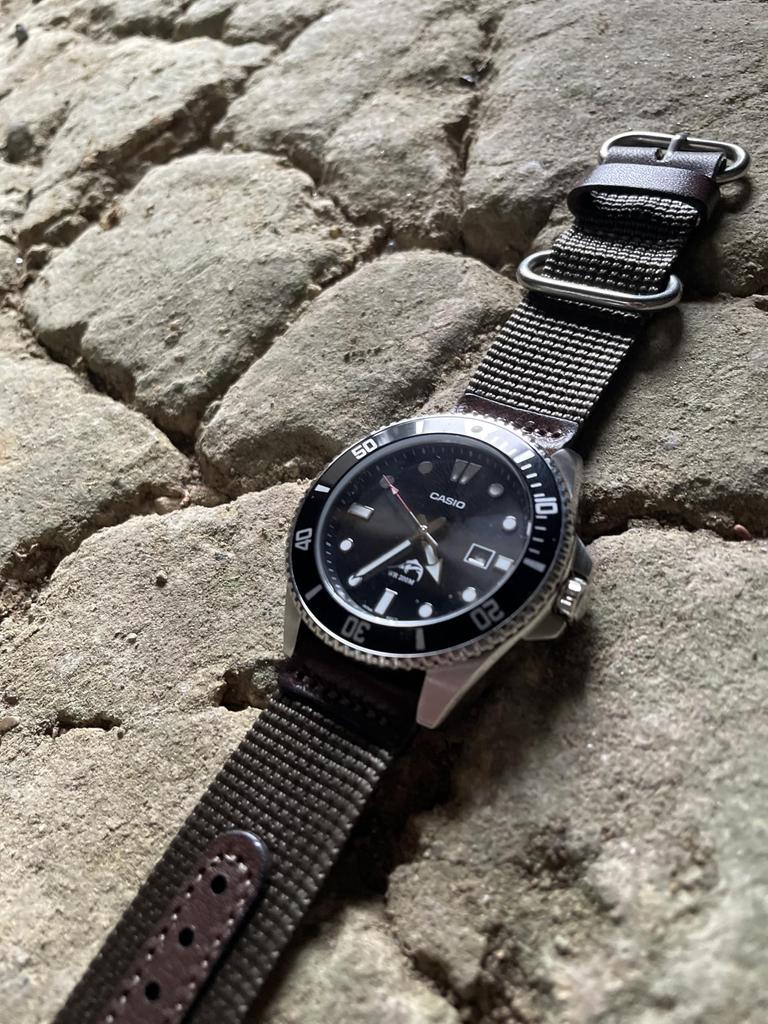 ATELIER CODEL Watch Crafted by Artisans for the Ultimate Military Nylon and Leather Band for Smartwatches with Leather Reinforced Made in Japan 18mm