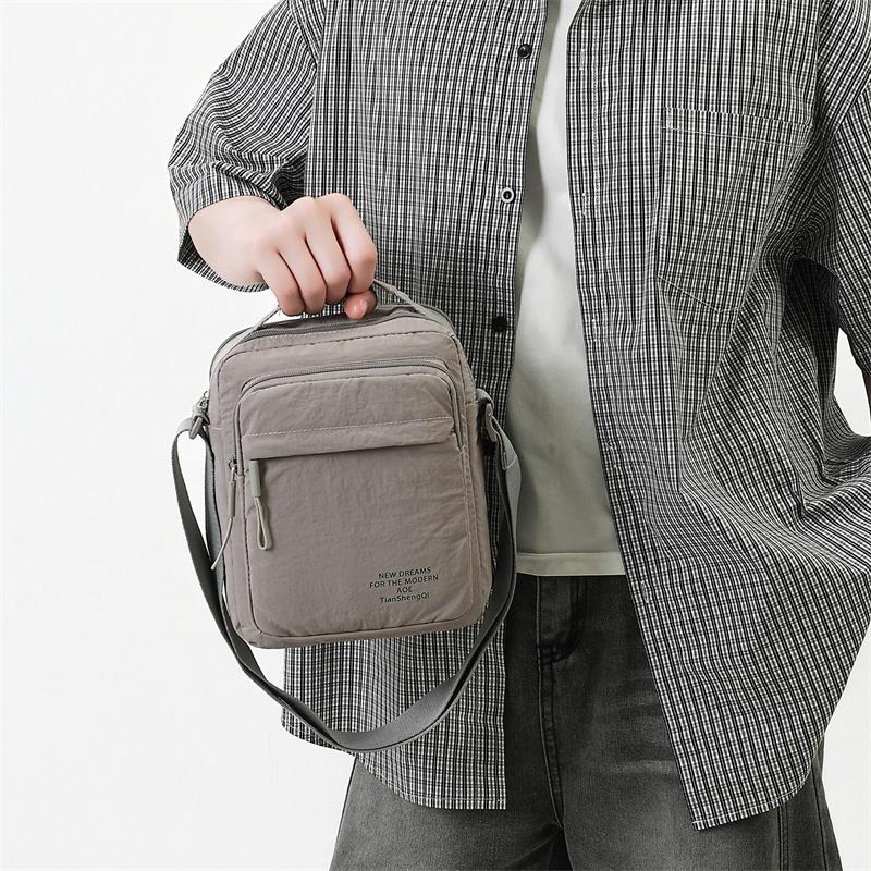 Men's Nylon Crossbody Backpack Fashionable Versatile Summer New Style Waterproof Single Shoulder Sling Bag Simple Design