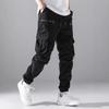 Men's Jogger Cargo Pants Multi Zipper Pockets Drawstring Elastic Waist Streetwear Tactical Ankle Cuffed Trousers