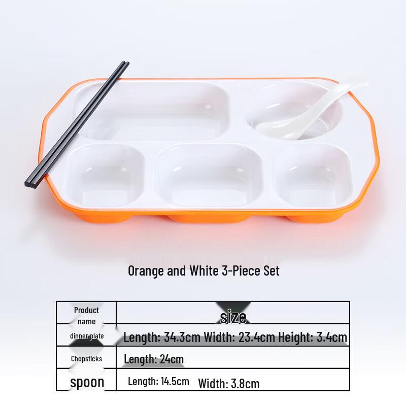 Melamine 5-Compartment Rectangular Dinner Plate