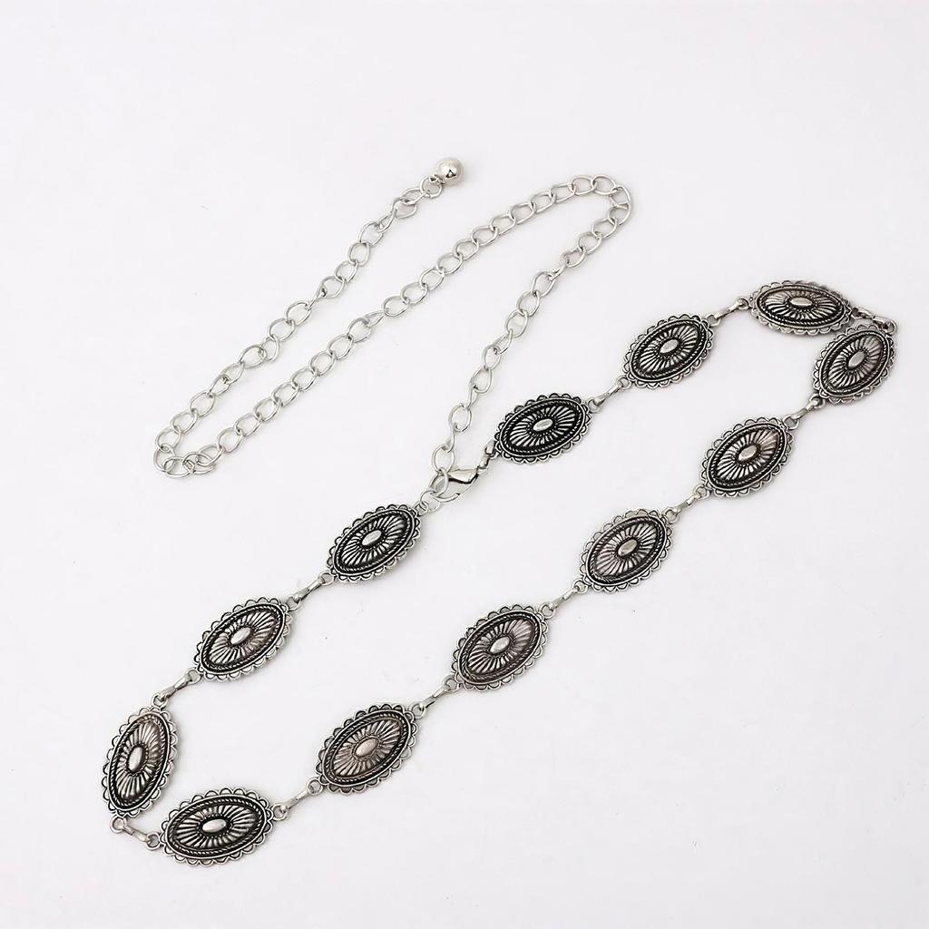 Bohemian Style Engraved Metal Waist Chain for Dresses and Jeans