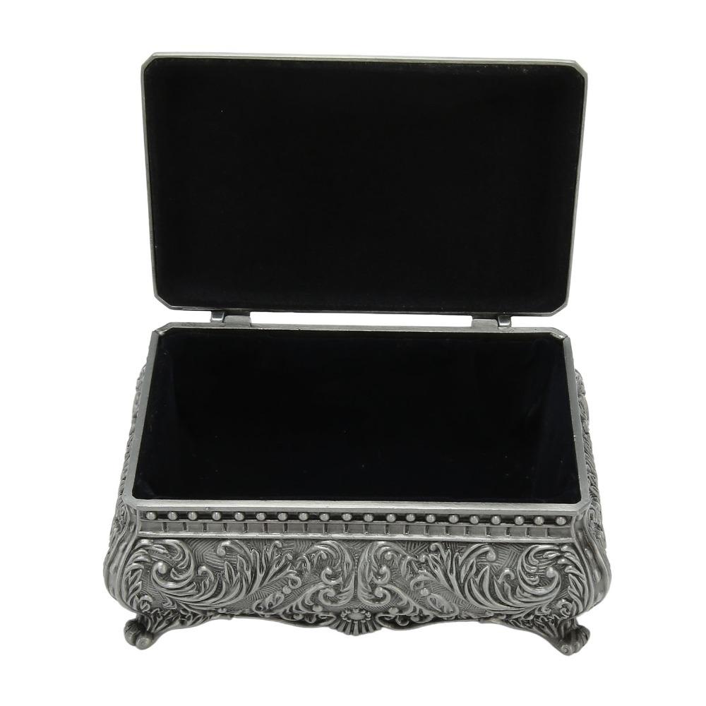 Floral Engraved Metal Trinket Box Antique Storage Jewelry Box Vintage Jewelry Box For Ladies