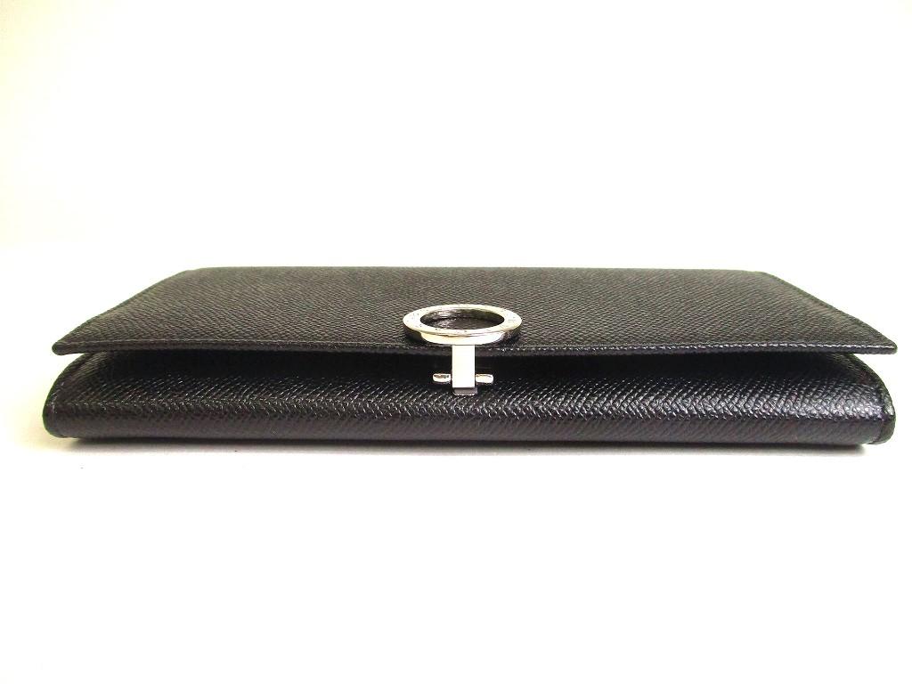 Authentic BVLGARI Black Leather Logo Clip Flap Long Wallet #a223  Refurbished