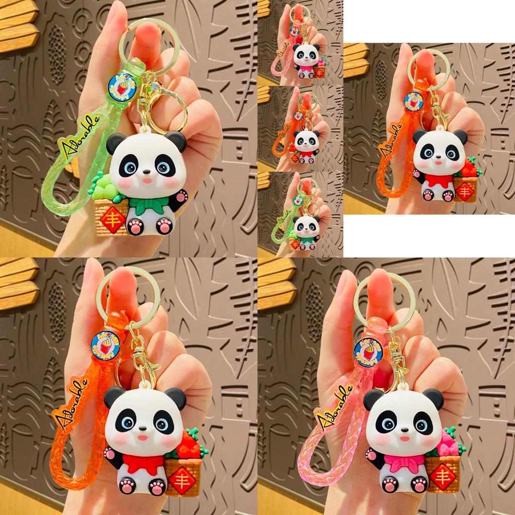 Adorable Cartoon Harvest Panda Keychain Plush Bag Charm Car Ornament Gift