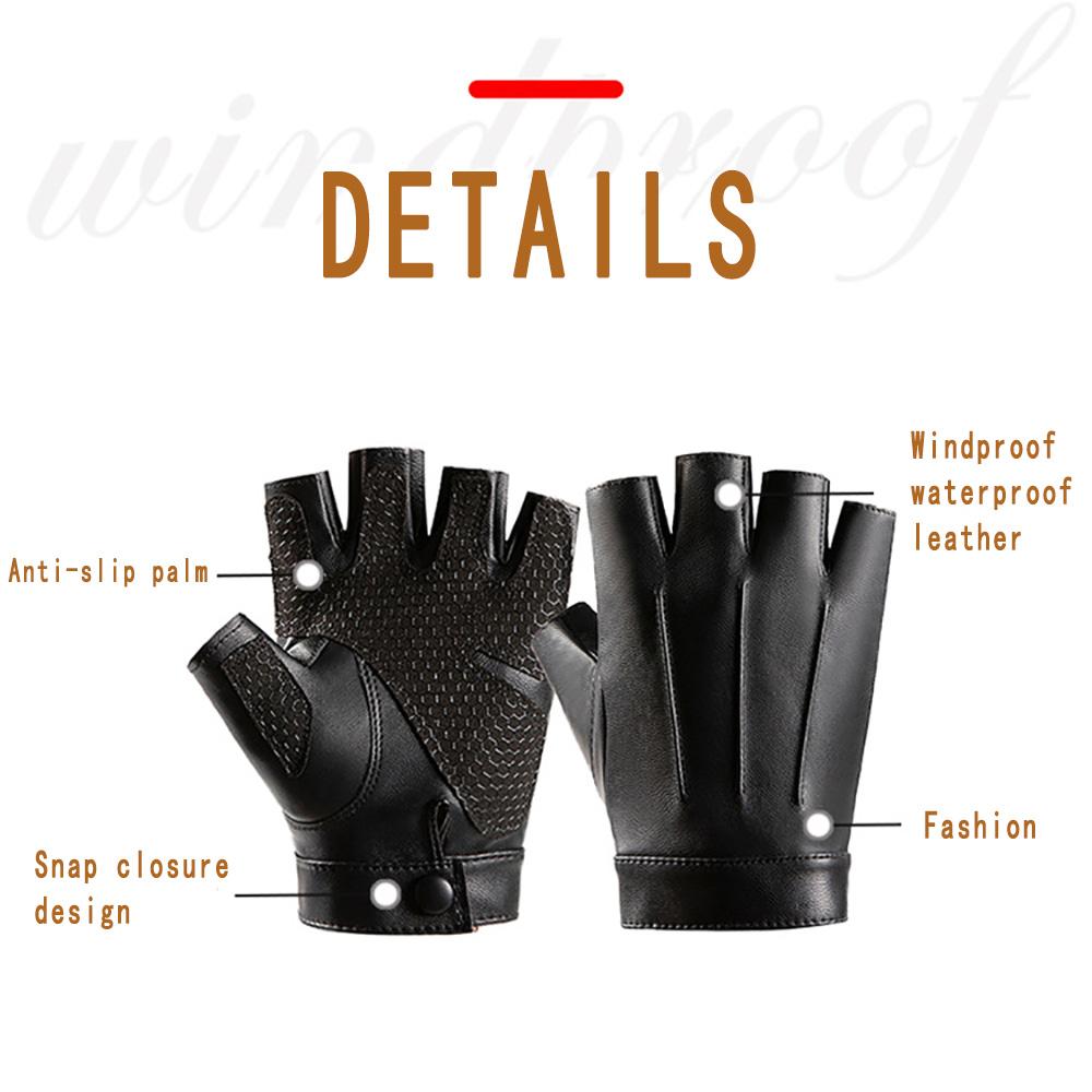 Winter Furry Half Finger Driving Pu Leather Gloves,Outdoor Sports With Anti-Slip Layer Gloves For Men Women Motorcycle
