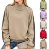 Women's Casual Loose Fit Color Block Long Sleeve High Neck Pullover Sweatshirt